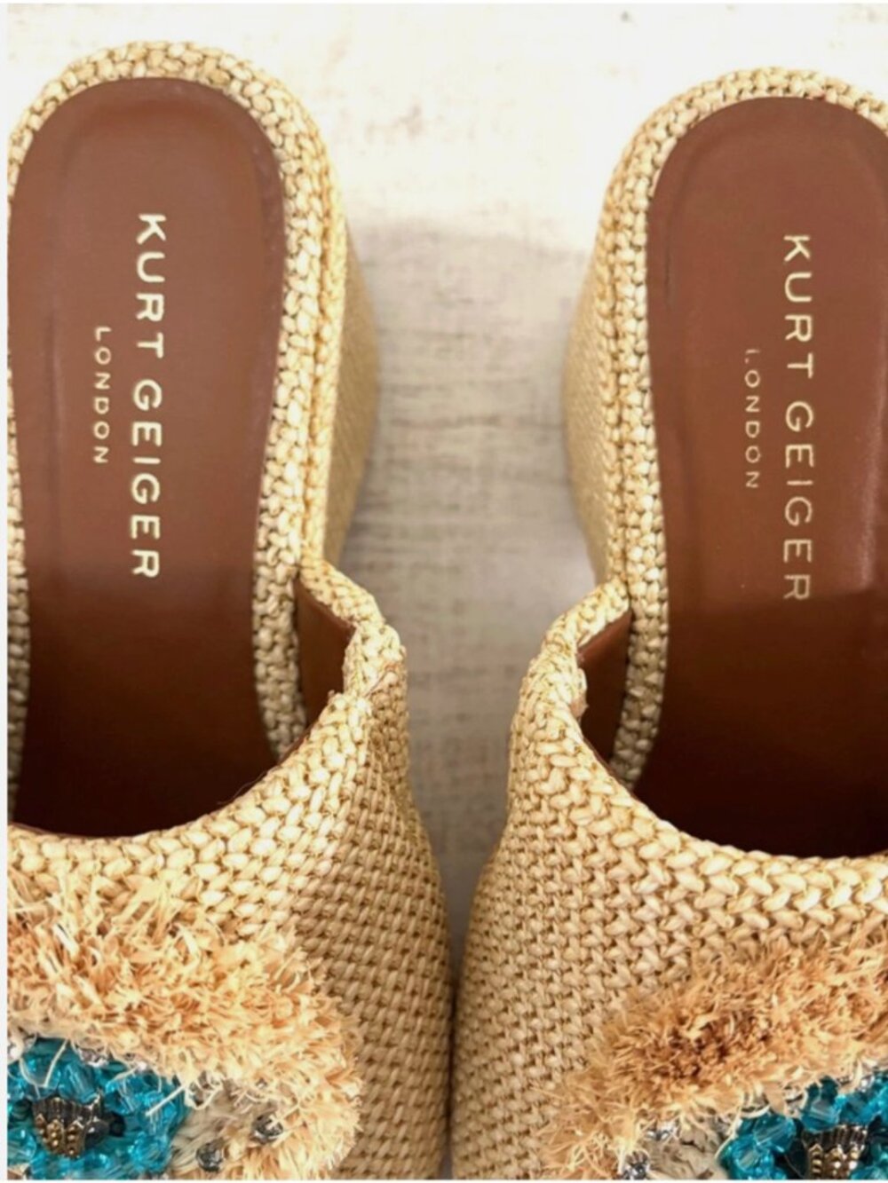Kurt Geiger London Kensington Raffia Eye Platform Wedge Sandals Size 39 EU - Picture 6 of 11